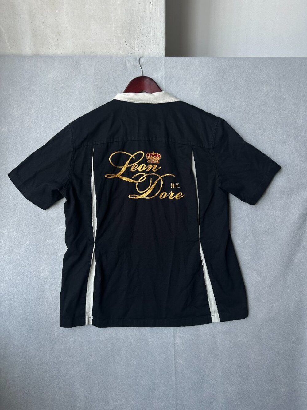 Aimé Leon Dore Bowling Shirt Mens M Black Script Logo Embroidered Short Sleeve
